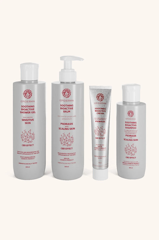 EPIDERMA Bioaktivní balzám při lupénce 300 ml + krém při lupénce 75 ml + šampón při lupénce 200 ml + sprchový gel při lupénce 300 ml sada