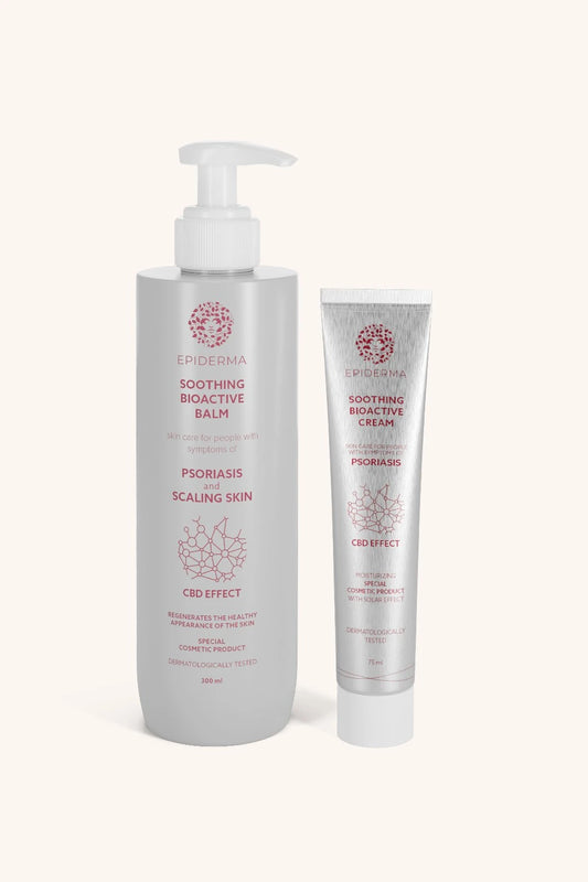 EPIDERMA Bioaktivní kosmetika CBD balzám při lupénce 300 ml + CBD krém při lupénce 75 ml sada