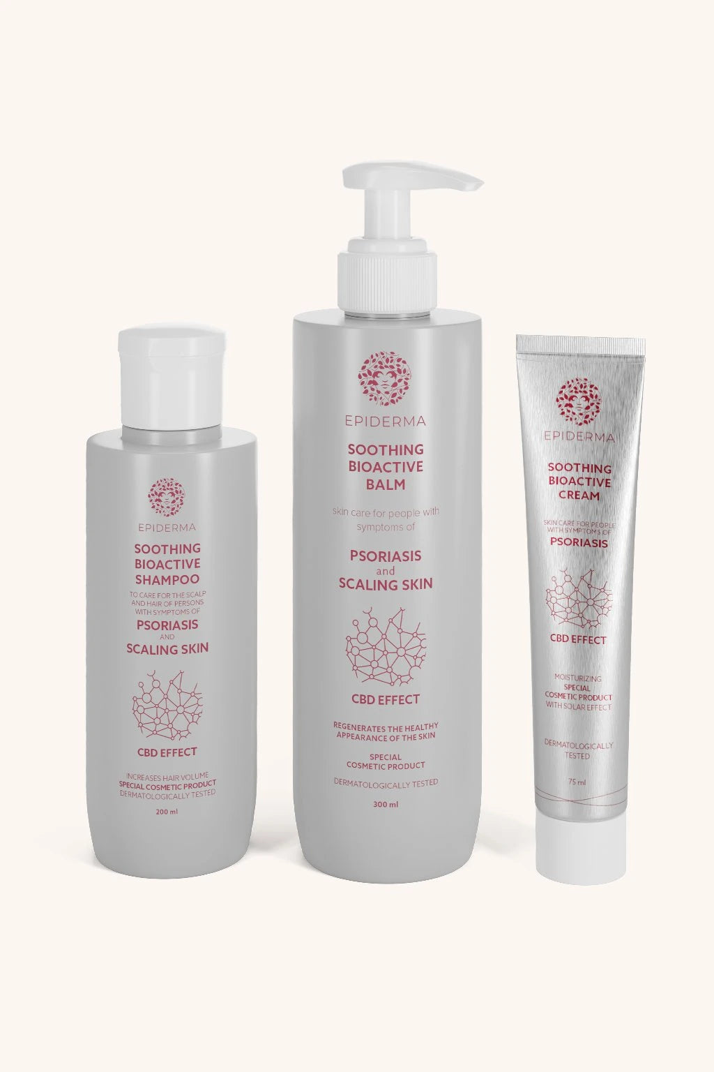 EPIDERMA Bioaktivní balzám při lupénce 300 ml + krém při lupénce 75 ml + šampón při lupénce 200 ml sada
